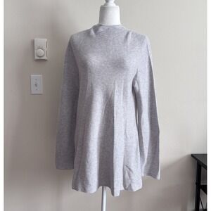 JIGSAW Quiet Luxury Womens Medium Tunic Sweater Wool‎ Textured Knit Gray Neutral